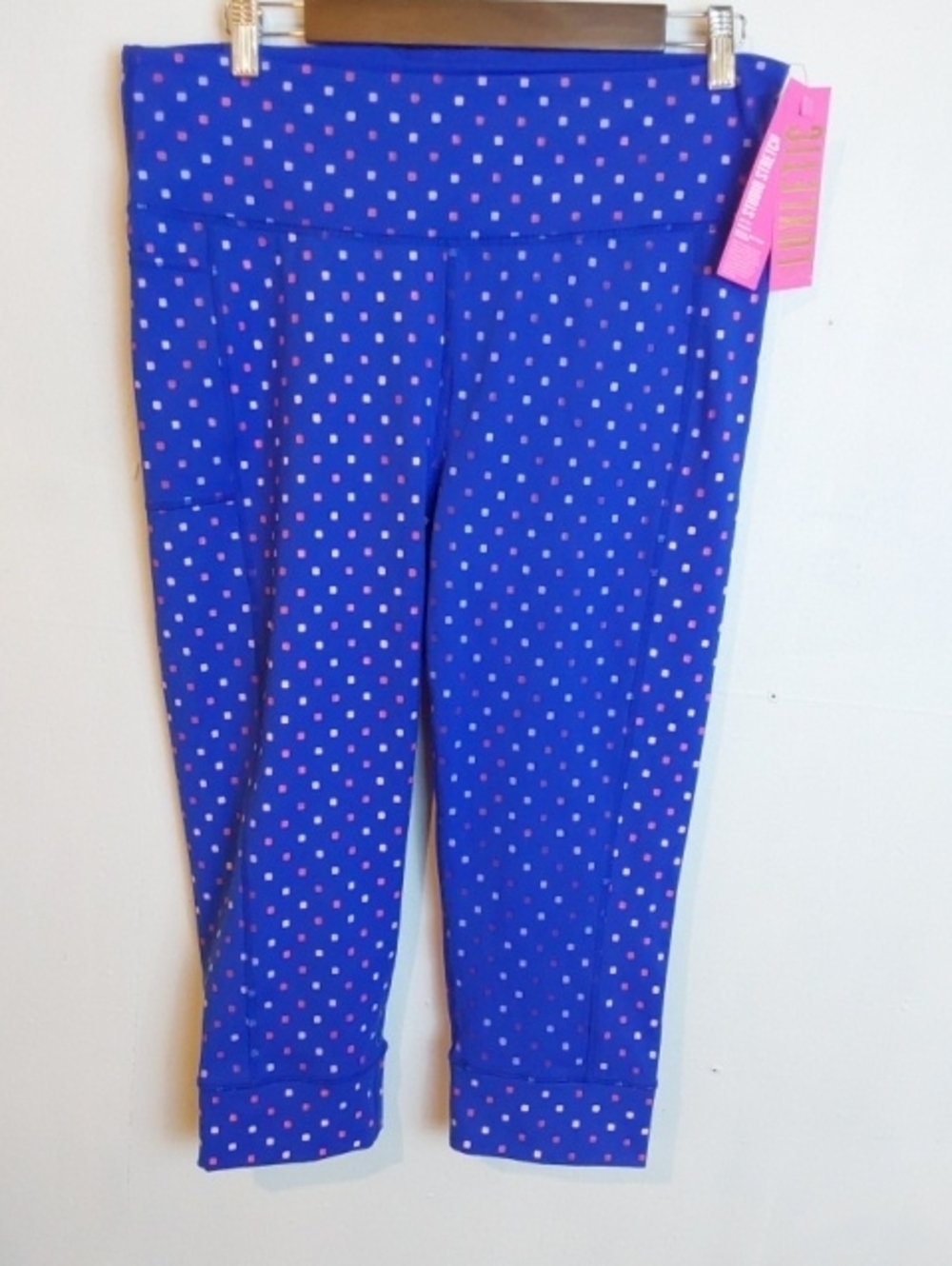 Lily Pulitzer Luxletic| Borealis Blue Dot Print Workout Athletic Capri Pant XL